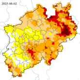 Dürrezustand des Gesamtbodens - bis 1,8 m Tiefe - über die letzten 30 Tage (Stand: 02.06.2025)