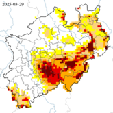 Dürrezustand des Gesamtbodens - bis 1,8 m Tiefe - über die letzten 30 Tage (Stand: 29.03.2025)