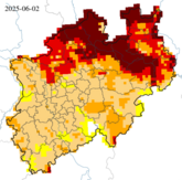 Dürrezustand des Oberbodens - bis 0,25 m Tiefe - über die letzten 30 Tage (Stand. 02.06.2025)