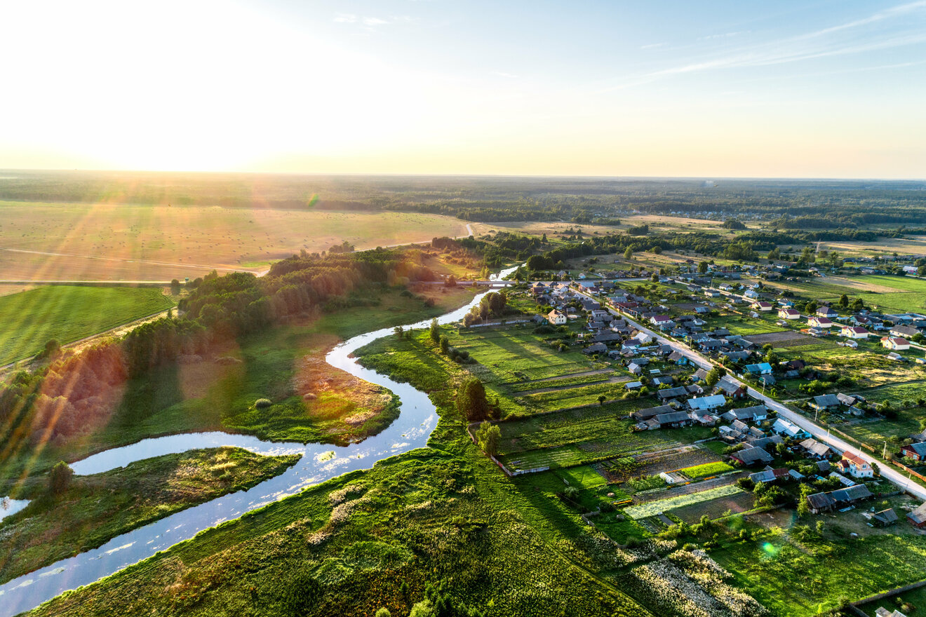 village, view, aerial, river, town, urban, rural, nature, europe, eye, over, development, real, uk, green, drone, skyline, poland, houses, property, homes, land, plane, panoramic, forest, suburban, above, sunrise, field, meander, scotland, residential, little, city, landscape, home, house, edinburgh, estate, water, scenic, countryside, sky, summer, country, tree, grass, reflection