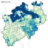 Pflanzenverfügbares Wasser - bis 0,25 m Tiefe - tagesaktuell (Stand: 29.03.2025)