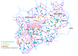 Gewässersituation in NRW: Pegel mit Unterschreitungen ausgewählter Niedrigwasserkennwerte Ende September (Stand: 30.09.24) 