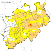 Dürrezustand des Gesamtbodens - bis 1,8 m Tiefe - über die letzten 14 Tage (Stand: 30.07.2025)