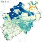 Pflanzenverfügbares Wasser - bis 0,25 m Tiefe - tagesaktuell (Stand: 01.05.2025)