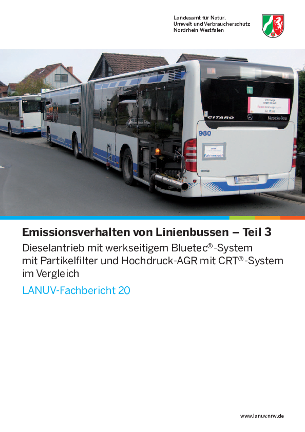 Emissionsverhalten von Linienbussen – Teil 3
Dieselantrieb mit werkseitigem Bluetec®-System
mit Partikelfilter und Hochdruck-AGR mit CRT®-System
im Vergleich